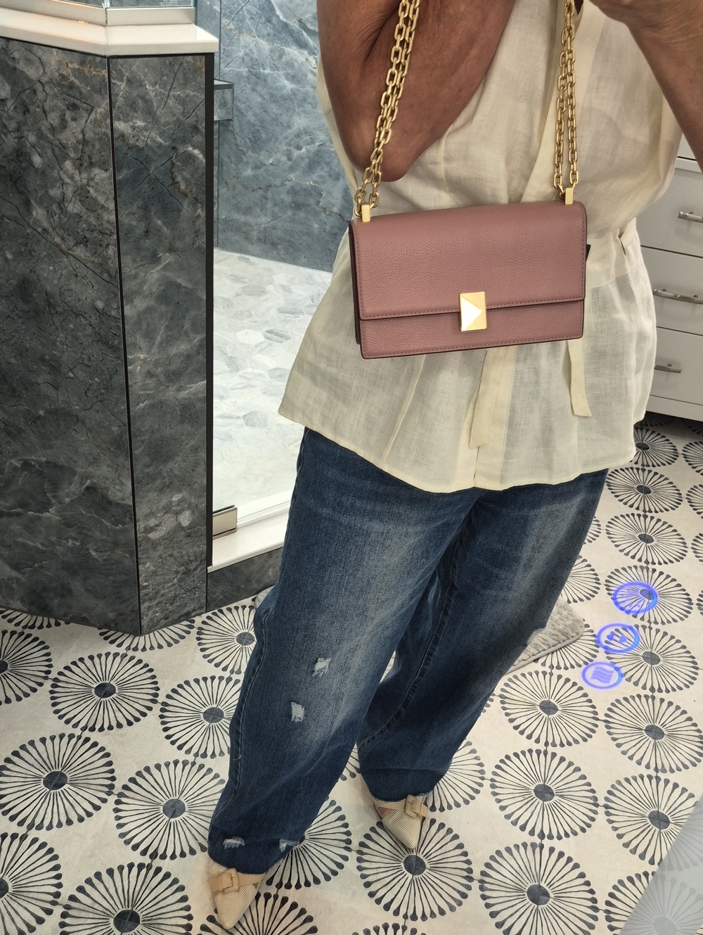 NWT Kate Spade Leather 'Dusty Rose' Convertable Crossbody w/Gold Chain